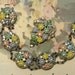 Vintage Bracelet Dress Clip Pastel Flowers Rhinestone Pot Metal