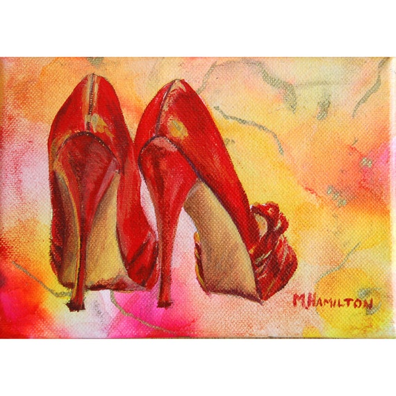 Items similar to Red High Heels Art Print, Fashion Shoe Art, Red Shoes ...