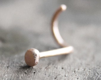 20g 14K Gold Nose Screw - Rustic Disc Flat nose ring in 20 gauge solid 14K yellow, rose (pink), or white gold