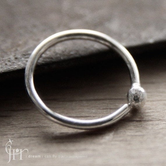 7mm 20g Silver Cartilage Hoop - One 7mm Sprouted cartilage hoop in 20 gauge sterling silver by idreamicanfly