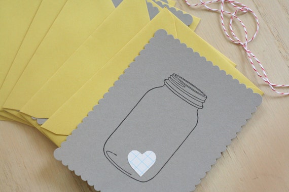 SALE love in a jar notecard set.