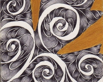 Original ACEO Maple Leaf Swirls and Gold