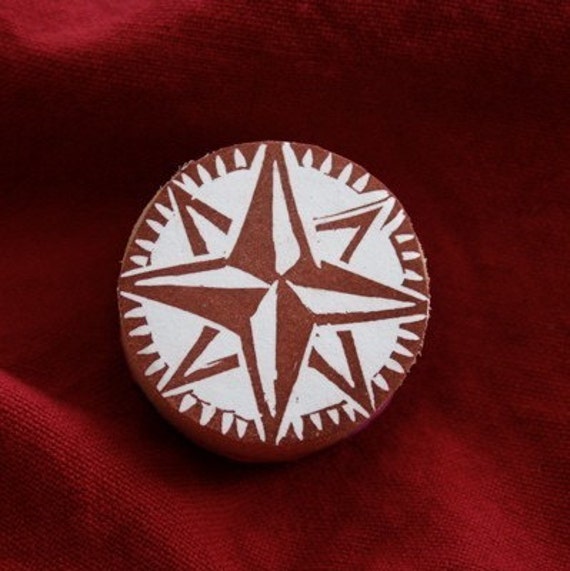 Compass Rose STAMPHandcarved