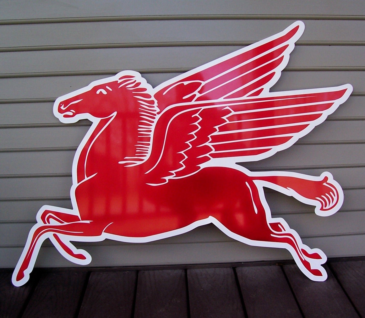 huge mobil gas red pegasus trade sign reproduction