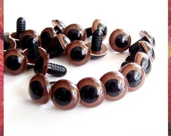 12mm Animal / Amigurumi / Plastic Safety Eyes BROWN - 5 PAIRS
