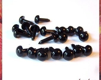 9 mm BLACK Safety eyes Plastic eyes animal eyes - 10 PAIRS (9MM1)