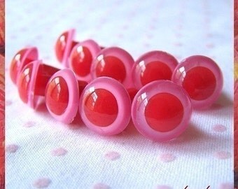 12 mm Red / Pink Albino eyes for Amigurumi Animal eyes Plastic eyes Safety eyes - 5 PAIRS (12PR)