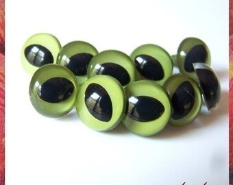 15mm Safety Eyes Plastic Eyes OLIVE CAT / FISH amiguumi animal - 5 pairs