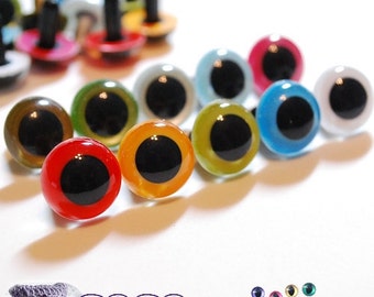 15mm Plastic eyes Safety eyes 10 pairs Mixed Colors (15M10)
