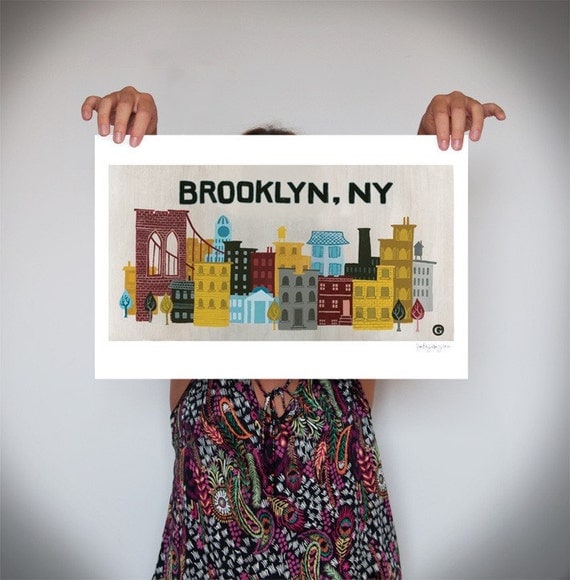 Items similar to Brooklyn, NY Birch Wood Skyline Print on Etsy
