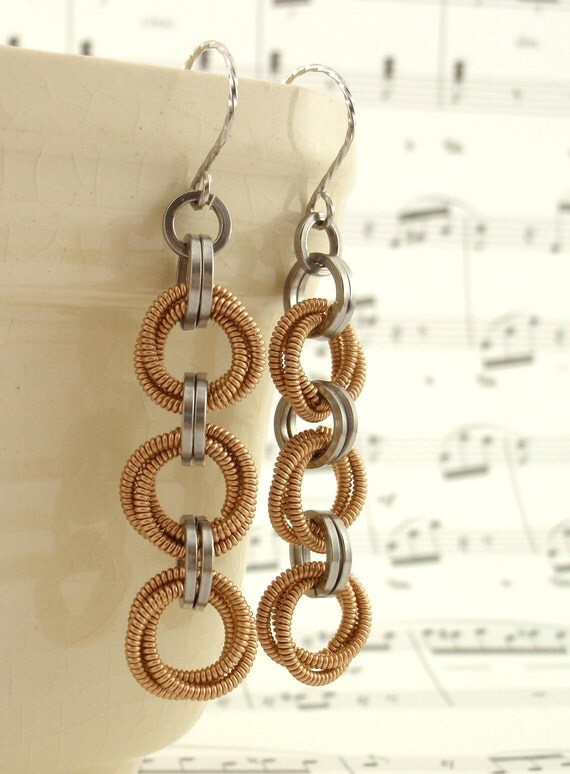 Items similar to Zing 3 Guitar String Earrings on Etsy