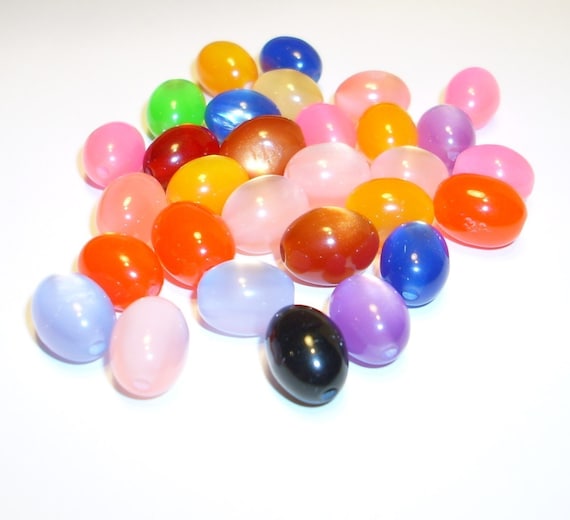 10 Jelly Bean Resin Beads 13x12mm