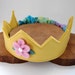 Wool Felt Crown -- golden yellow with pink flower
