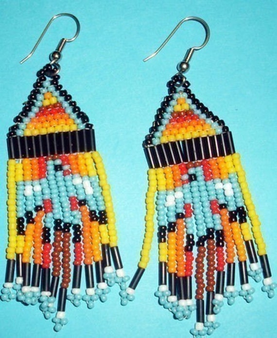 Native American Beaded Earrings Thunderbird by jstinson on Etsy