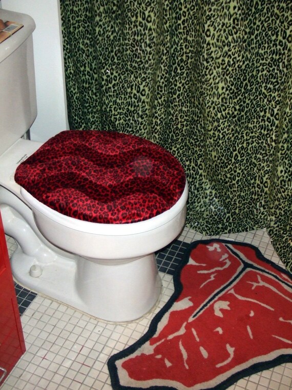 red leopard print toilet seat cover