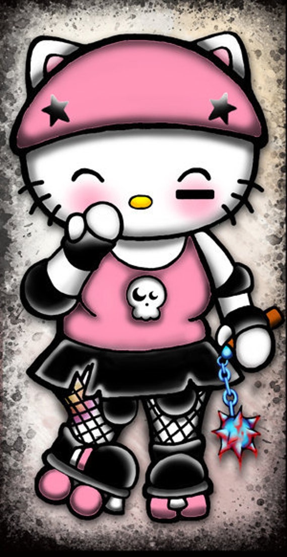  hello  kitty  inferi punk princess roller derby girl  w bloody