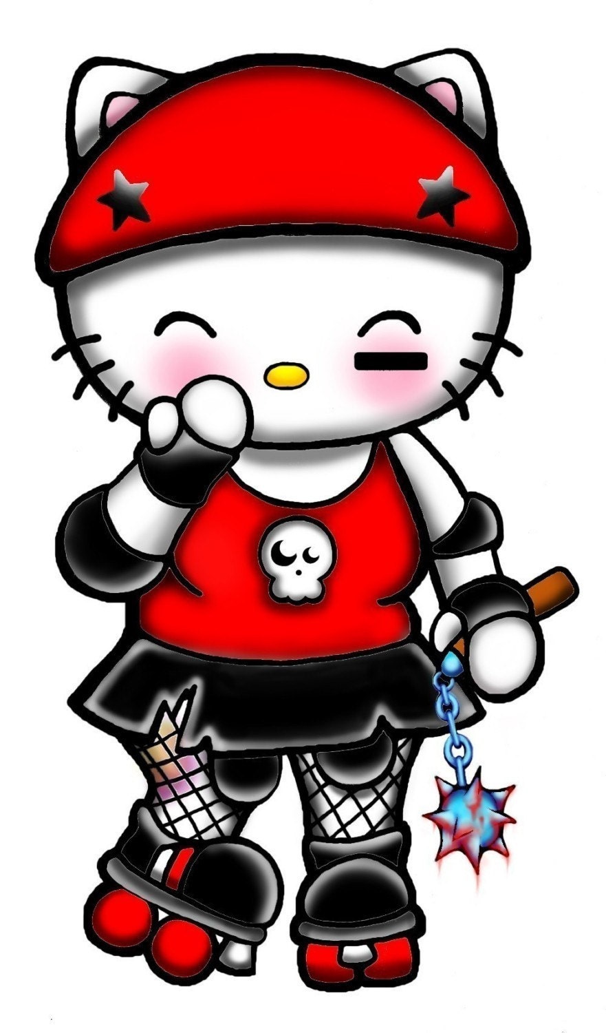 hello kitty inferi punk princess roller derby girl w bloody