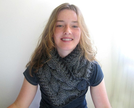 Items similar to Cozy Winter Scarf - Scarflette. Handknit Cabled in