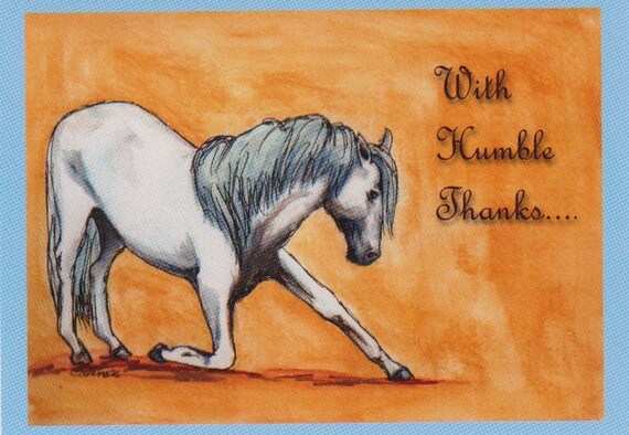 Thank You Card Bowing Horse Original Design Print