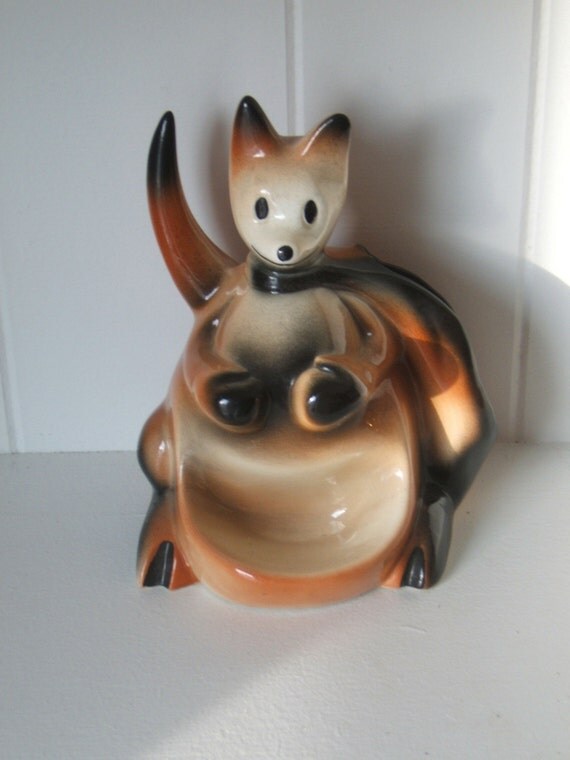 Vintage Retro Fifties Ceramic Kangaroo Bedside Valet Caddy