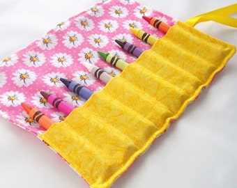 Crayon Roll - HAPPY LITTLE DAISIES Crayon Roll Up - Kids - Stocking Stuffer