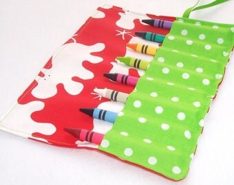Crayon Roll - HIPPOPOTAMUS Crayon Roll Up - Stocking Stuffer