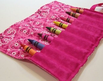 Crayon Roll - PINK BANDANA Crayon Roll Up