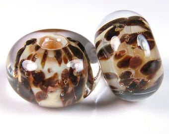 Lampwork Beads, Lampwork Boro Glass Beads, BBGLASSART - Lampwork Boro Bead Pair - Sienna