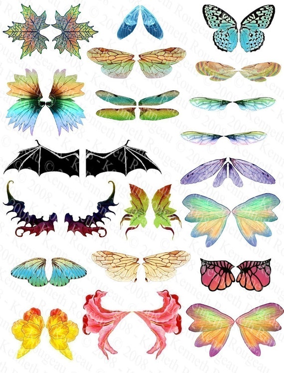 items-similar-to-printable-fairy-wings-digital-collage-sheet-original