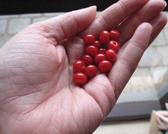 14 x Red Lampwork Spacer Beads