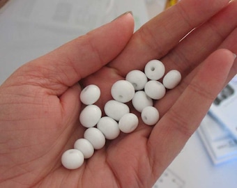 15 x White Lampwork Spacer Beads