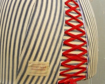 Mannequin Dressform Clothing Display Striped Ticking Corset & Laced - Betty