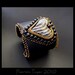 Rock My World - Black and Bronze Bead Embroidered Raku Heart Leather Beaded Cuff OOAK - SALE 25% OFF