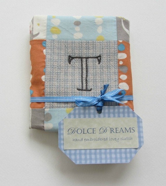 Baby Boy Personalized Lovey with Custom Hand by dolcedreams