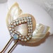 Heart Wedding Hair Comb Rhinestone Vintage Mother Of Pearl Opal Glass
