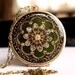 Locket, Vintage Locket, Prom Necklace, Flower Necklace, Resin Locket, Olive Necklace, Enameled Pendant