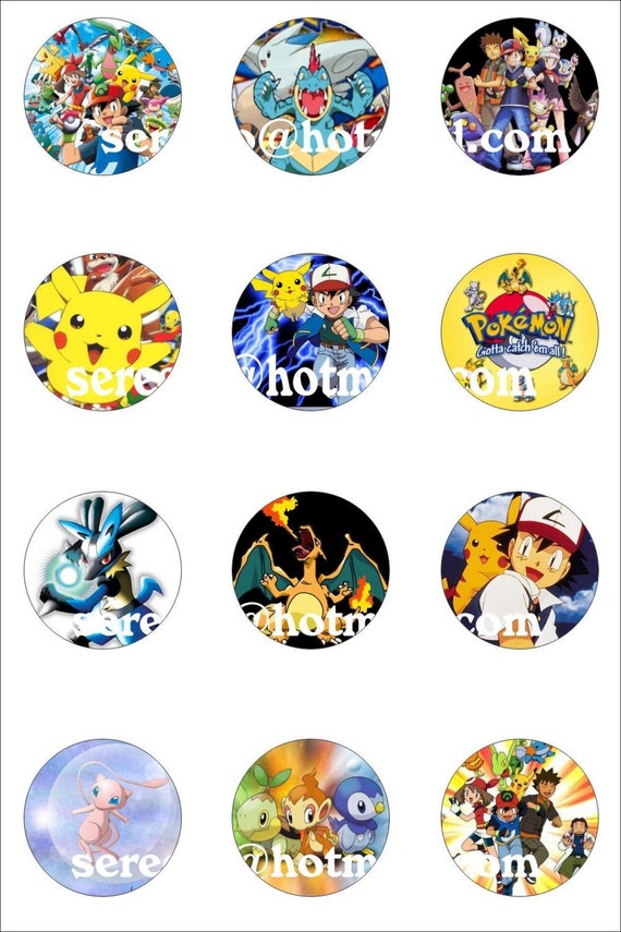 Pokemon 1 inch round bottlecap graphic images 300dpi