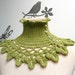Lime Green Crochet Neckwarmer / Collar with turtleneck, ruffle neckline and lace collar - victorian, bohemian style - NINU'