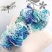 Ruffle Scarf Hand Knitted - Blue Turquoise White and Grey Bohemian Scarflette - Romantic Neckwarmer