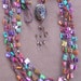 Bead Crochet Necklace in Jewel Tone Shell Beads Carved Bone Bead Fastener