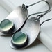 Luminous Earrings..Handmade..Sterling Silver Metalwork..Green Chalcedony Stone...Leaf..Modern Classy Everyday