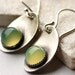 Luminous Earrings Handmade Sterling Silver Metalwork..Green Chalcedony Stone Leaf Modern Classy Everyday