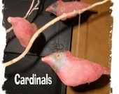 Cardinal bird ORNAment bowl filler 350e Primitive  Crows Roost Prims epattern  SALE immediate download