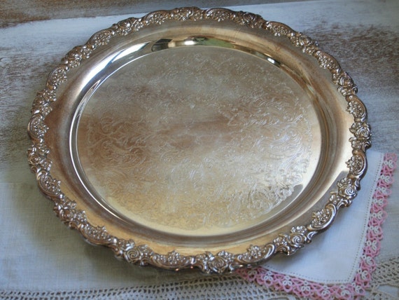 ON SALE vintage Oneida Du Maurier Silver plate 15 inch Tray