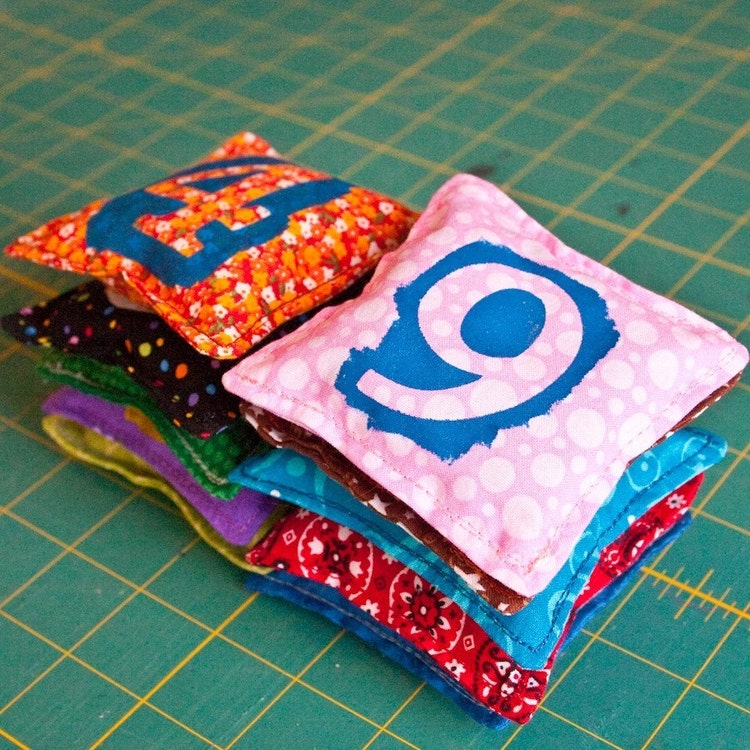 Number Bean Bags Set of 10 with Numbers 0-9 by pumpkinbear on Etsy