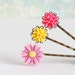 Pink and Yellow Flower Bobby Pins Antique Brass With Vintage Style Flowers - Stocking Stuffer Gift Idea