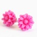 Free Shipping, Pink Jewelry - Flower Earrings Silver Plated Posts with Fuschia Pink Resin Flower, Gift For Her