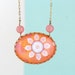 Free Shipping, Starburst Necklace, Sunny Orange and Pink Oval Pendant Necklace, Gift For Mom, Gift For Her