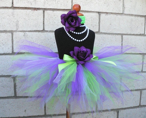 Purple Green Tutu - Grape Sours - Custom Sewn 11'' Pixie Tutu - sizes newborn to 5T - St. Patrick's Day Tutu