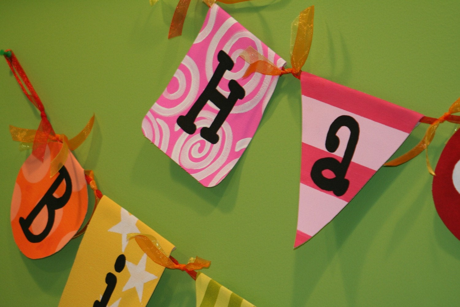 Hand Painted Canvas Happy Birthday Banner